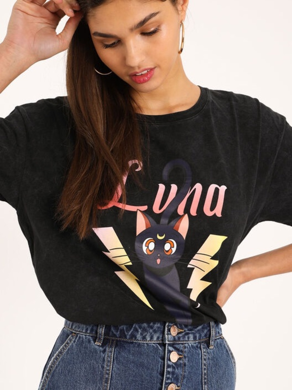 Luna Black Cat Graphic Tee - Unbranded